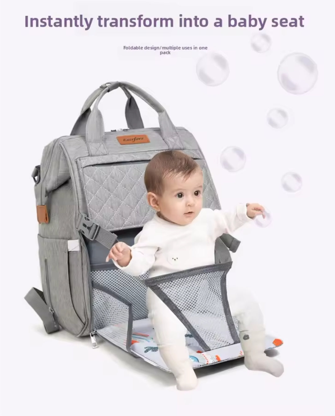 حقيبة الأمومة مع حامل الطفل المدمج